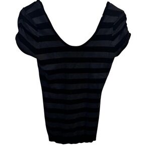 Derek Heart Y2K Sweater Womens‎ L Black Gray Striped Long Dark Academia
